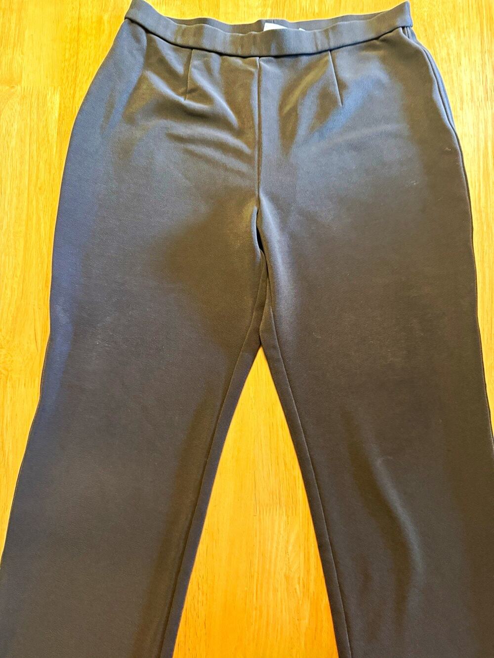 Chico's Womens 3 Brown Knit Dress Pants Straight Leg Stretch Elastic Waist